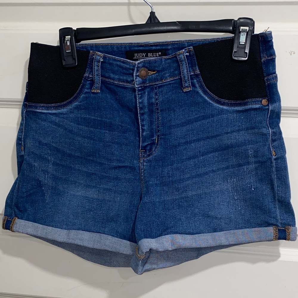 Judy Blue maternity Women's Dark Blue Jean denim Shorts size large